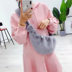 Soft Plush Crossbody Hobos Bag Women Shoulder Faux Fur Messenger Lady Tote