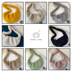 Soft Plush Crossbody Hobos Bag Women Shoulder Faux Fur Messenger Lady Tote