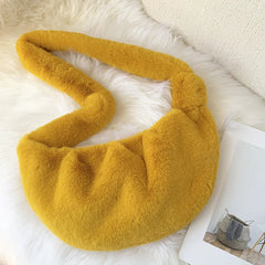 Soft Plush Crossbody Hobos Bag Women Shoulder Faux Fur Messenger Lady Tote