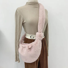 Soft Plush Crossbody Hobos Bag Women Shoulder Faux Fur Messenger Lady Tote