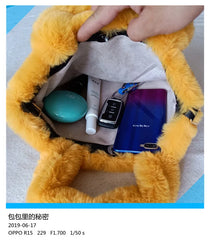 Soft Plush Smiley Shoulder Bag Faux Fur Ladies Winter Messenger Bags