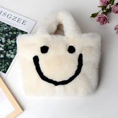 Soft Plush Smiley Shoulder Bag Faux Fur Ladies Winter Messenger Bags