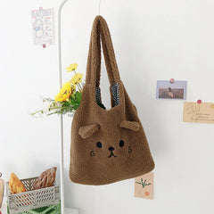 Plush Tote Bag Women Cartoon Lamb Wool Shoulder Bags Shopping Bag Handbags