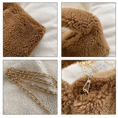 Soft Plush Warm Bags Autumn Winter Lamb Wool Small Hobo Bag Faux Fur Handbag