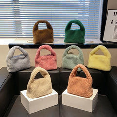 Soft Plush Warm Bags Autumn Winter Lamb Wool Small Hobo Bag Faux Fur Handbag