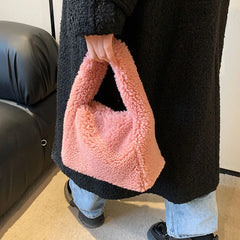 Soft Plush Warm Bags Autumn Winter Lamb Wool Small Hobo Bag Faux Fur Handbag