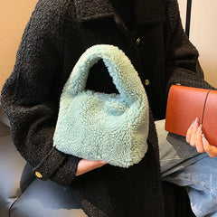 Soft Plush Warm Bags Autumn Winter Lamb Wool Small Hobo Bag Faux Fur Handbag