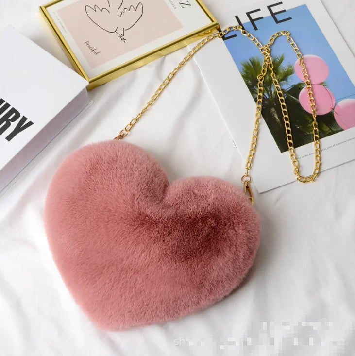 Heart Shaped Small Shoulder Bag Women Chain Crossbody Purse Handbag