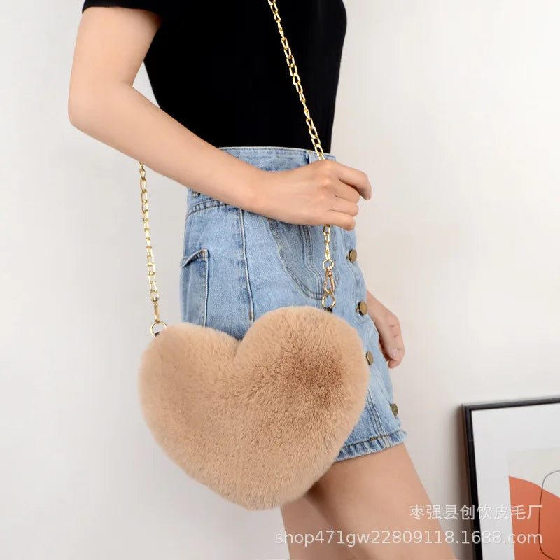 Heart Shaped Small Shoulder Bag Women Chain Crossbody Purse Handbag