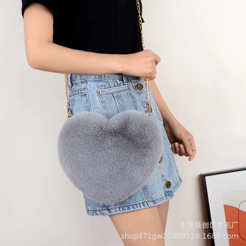 Heart Shaped Small Shoulder Bag Women Chain Crossbody Purse Handbag