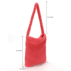 Plush Wool Fleece Shoulder Bag for Women Girls Winter Handbag Large Capacity