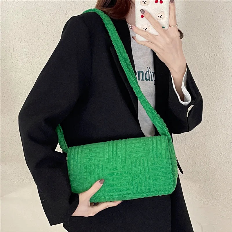 Green Pu Leather Chain Shoulder Bag Women Handbag Clutch Tote Bags