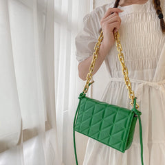 Soft Pu Leather Chain Shoulder Bag Green Clutch Tote Bags for Women