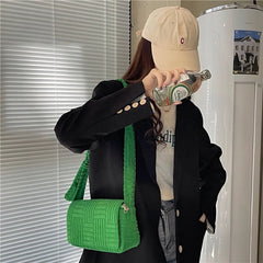 Green Pu Leather Chain Shoulder Bag Women Handbag Clutch Tote Bags