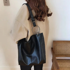 Soft Pu Leather Women Shoulder Bag Large Capacity Female Tote Style