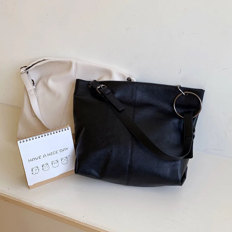 Soft Pu Leather Women Shoulder Bag Large Capacity Female Tote Style