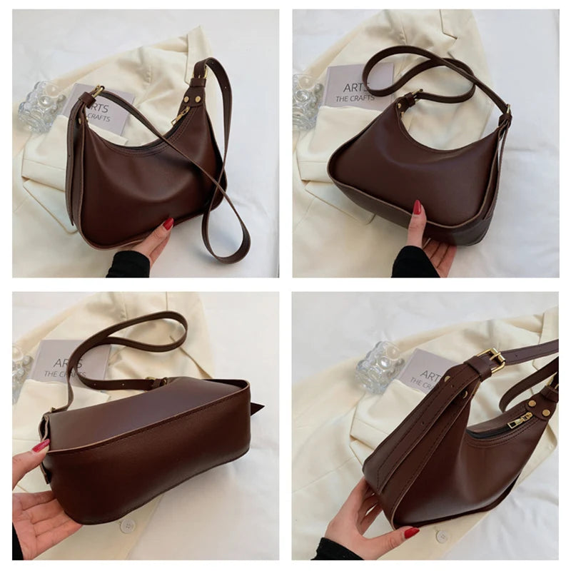 Vintage Women's Shoulder Bag Soft PU Leather Crossbody Handbag Purse