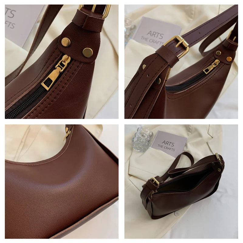 Vintage Women's Shoulder Bag Soft PU Leather Crossbody Handbag Purse