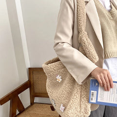 Plush Handbag Cartoon Tote Bag Furry Shopping Bag Messenger Bag