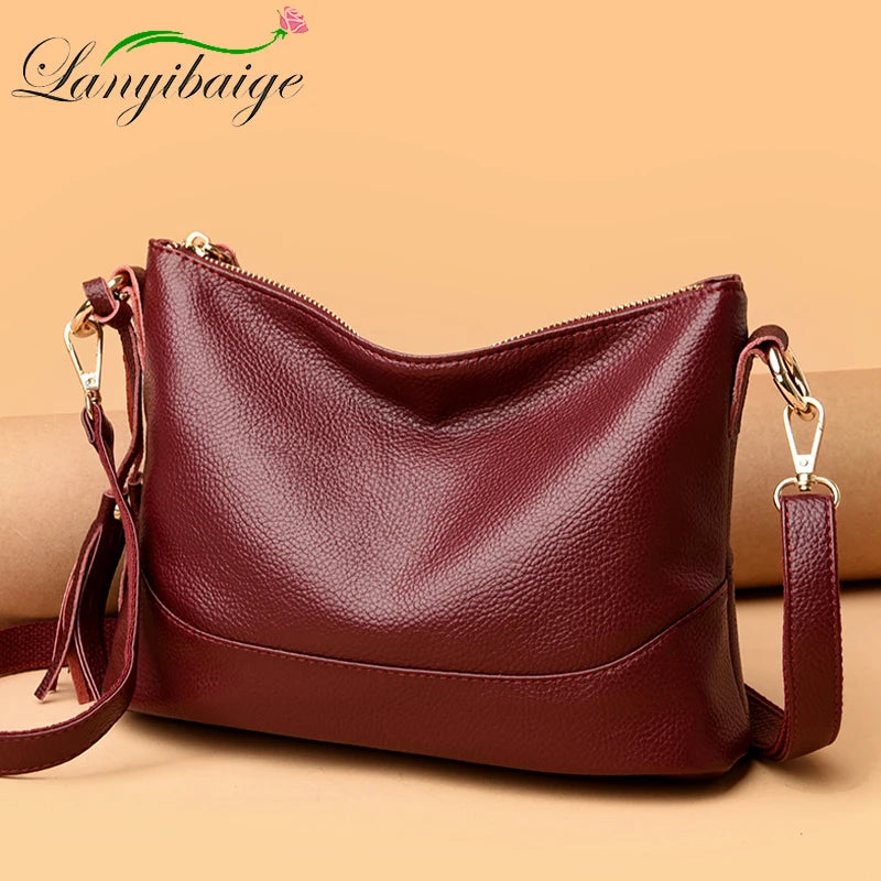 Tassel Leather Crossbody Bags for Women High Quality Ladies Handbag