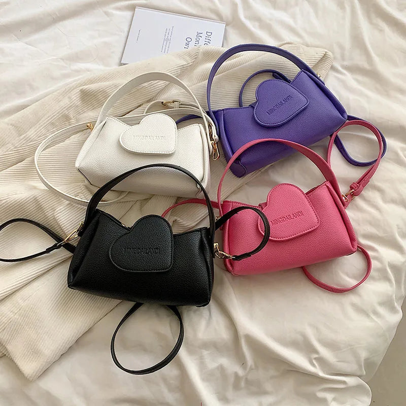 Heart Handbag Purse Lady Soft Top Handle Crossbody Bag For Women