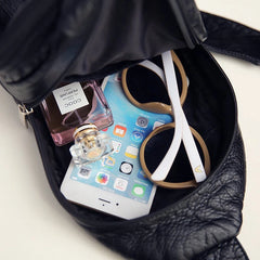 Soft Leather Women's Bag Travel Strip Chest Bag Teens Female Shoulder Bags