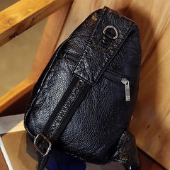 Soft Leather Women's Bag Travel Strip Chest Bag Teens Female Shoulder Bags