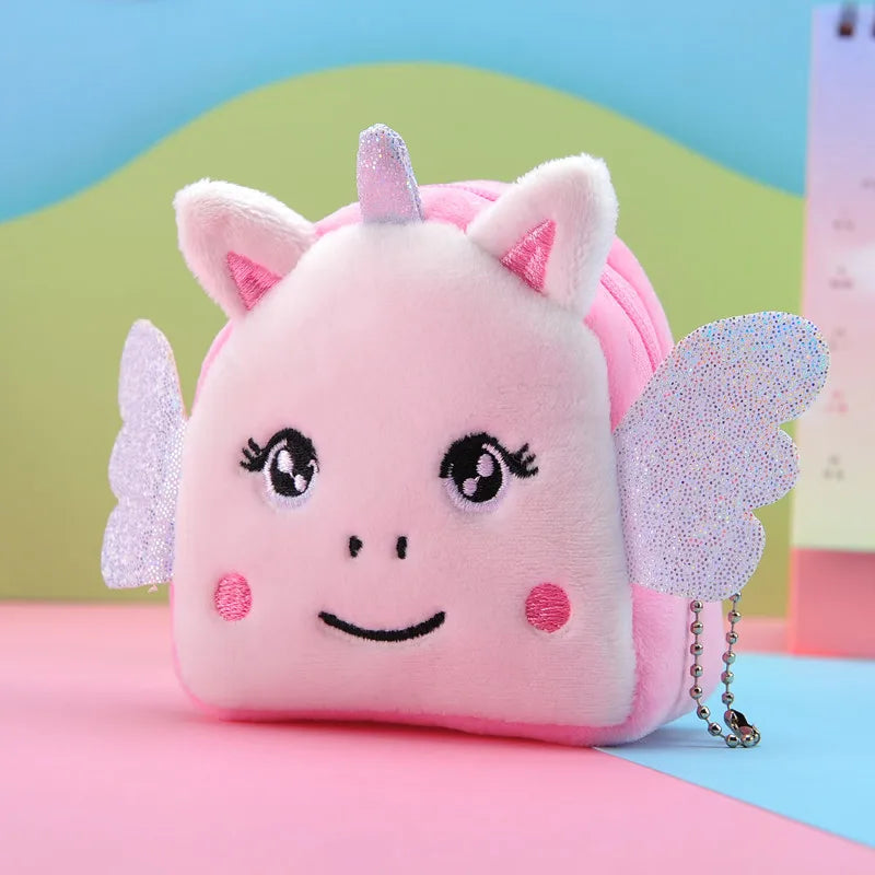 Plush Unicorn Coin Purse Zipper Wallet for Girls