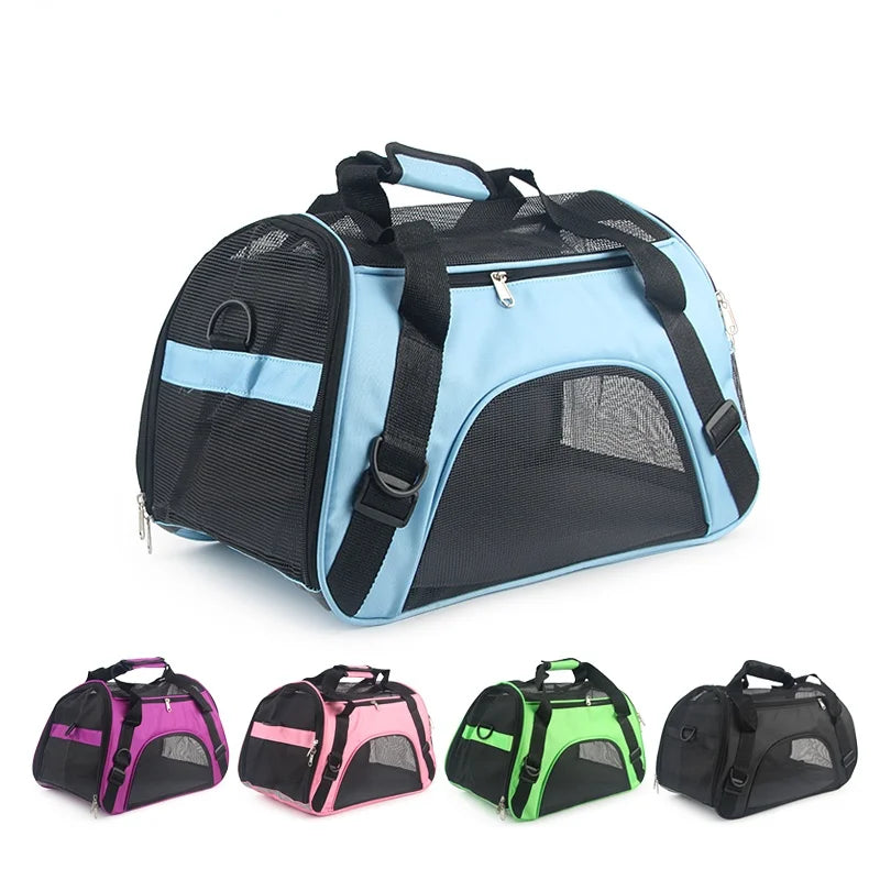 Soft-sided Portable Pet Bag Pink Dog Cat Carrier Bags Outgoing Travel Handbag