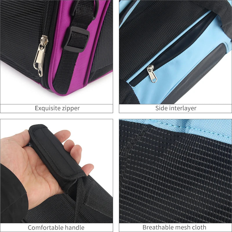 Soft-sided Portable Pet Bag Pink Dog Cat Carrier Bags Outgoing Travel Handbag