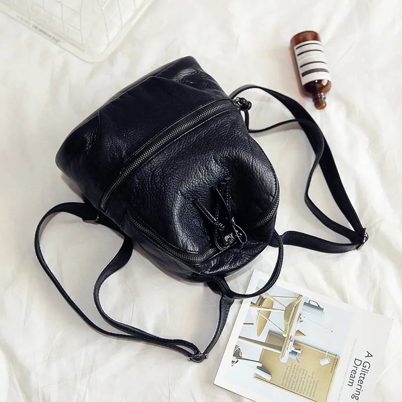 Soft Washed Leather Women Backpacks Small Backpacks for Teenage Girls Schoolbag