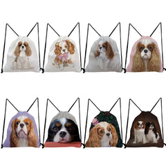 Portable Drawstring Backpack Charles Spaniel Dog Print Shoes Bag