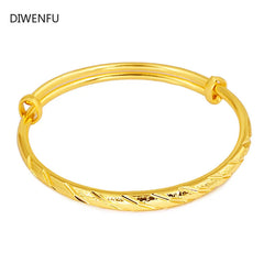14K Yellow Bangles for Women Wedding Pulseira Feminina Bizuteria Bangles