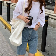 Women Canvas Shopping Bag Eco Shopper Tote Large Capacity Shoulder Bags