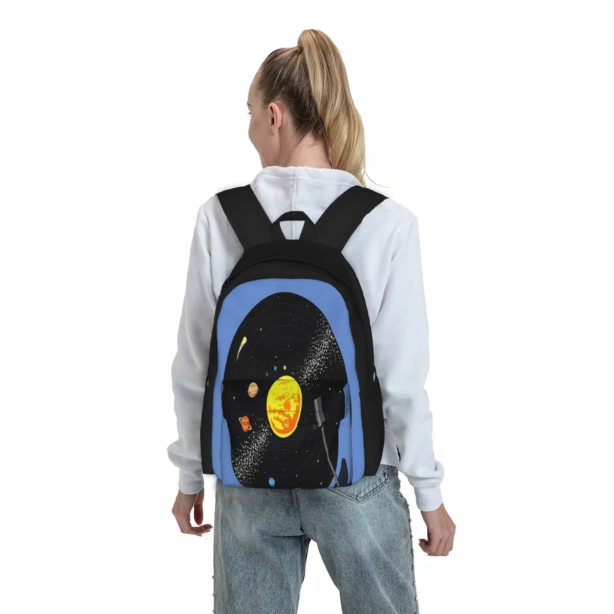 Solar System Vinyl Record Backpack Men's Bag