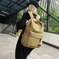 Solid Canvas Backpacks 100% Cotton Leisure Travel Bags Unisex Large Capacity