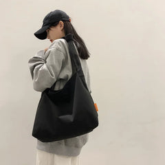 Solid Classic Shoulder Bags Women Hasp Large Capacity Nylon Bag Students