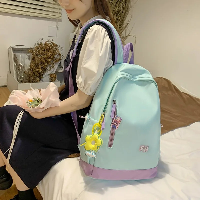 Nylon Anti-Theft Backpack for Teen Girls School Bag