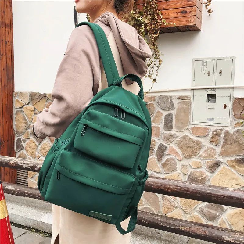 Women's Waterproof Nylon Travel Backpack Large Capacity School Bag