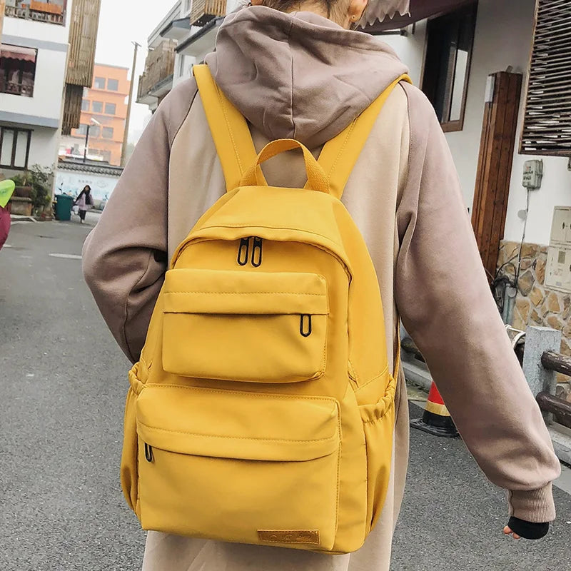 Women's Waterproof Nylon Travel Backpack Large Capacity School Bag