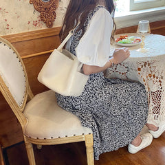Solid Bucket Shoulder Bag Female PU Leather Shoulder Messenger Bag Lady Handbag