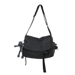 Solid Canvas Bag Harajuku Youth Messenger Shoulder Crossbody Bag