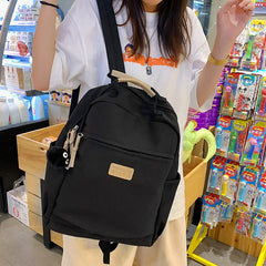 Solid Canvas Women Backpack Double Shoulder Travel Bag