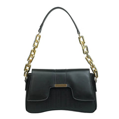 Retro Women's Chain Underarm Bag Square PU Leather Handbags