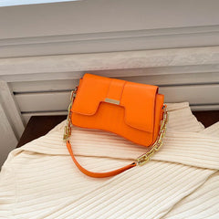 Retro Women's Chain Underarm Bag Square PU Leather Handbags