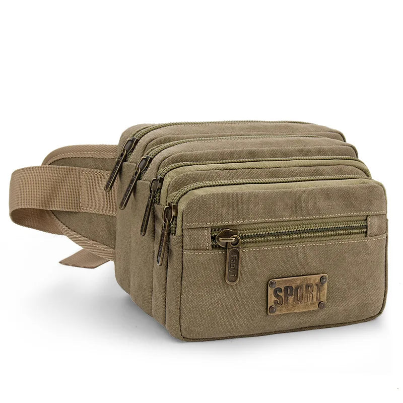 Canvas Chest Bag for Men Large Capacity Waist Fanny Pack