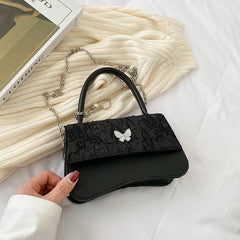 Vintage Women Chain Crossbody Bags Retro Butterfly Small Square Shoulder Bag