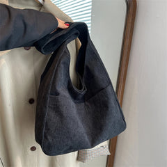 Corduroy Canvas Shoulder Tote Bag For Women Hasp Handbag Female Armpit Bag