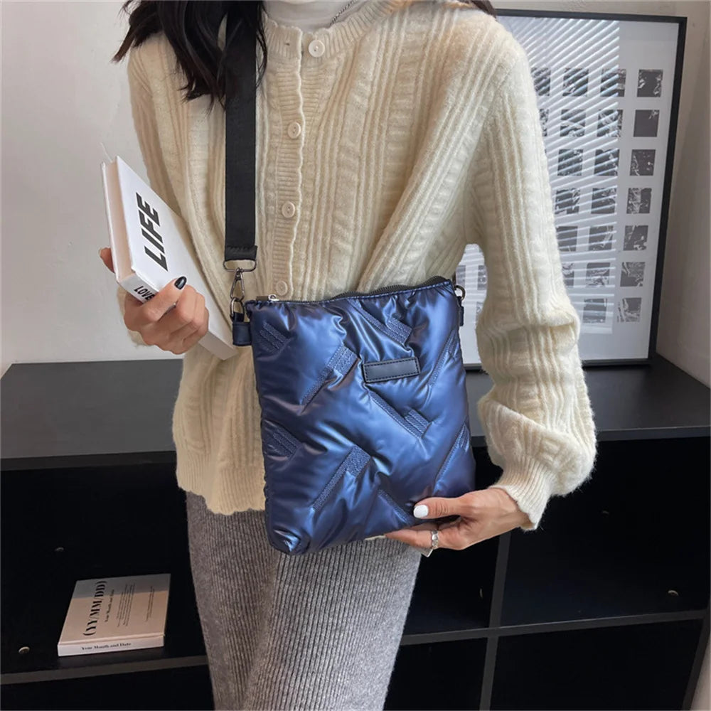 Quilted Crossbody Bag for Women, Padded Shoulder Handbag, Messenger Bag