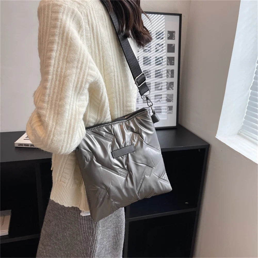 Quilted Crossbody Bag for Women, Padded Shoulder Handbag, Messenger Bag